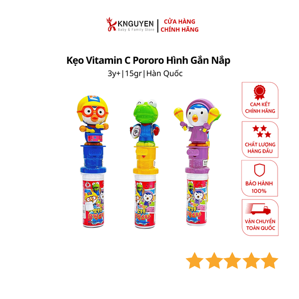  Kẹo Vitamin C Pororo Hình Gắn Nắp (15g) 