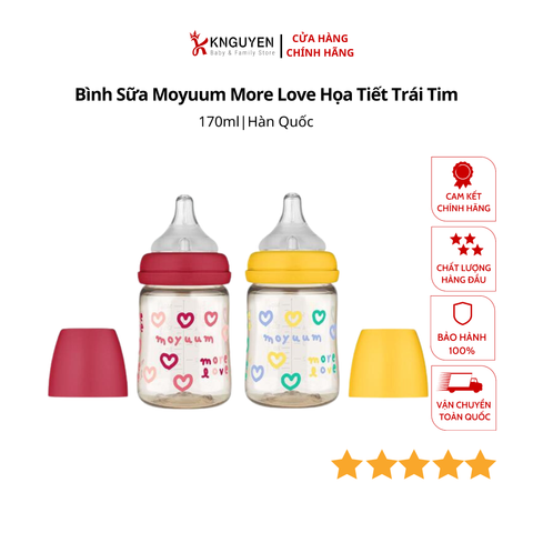  Bình sữa moyuum More Love họa tiết trái tim 