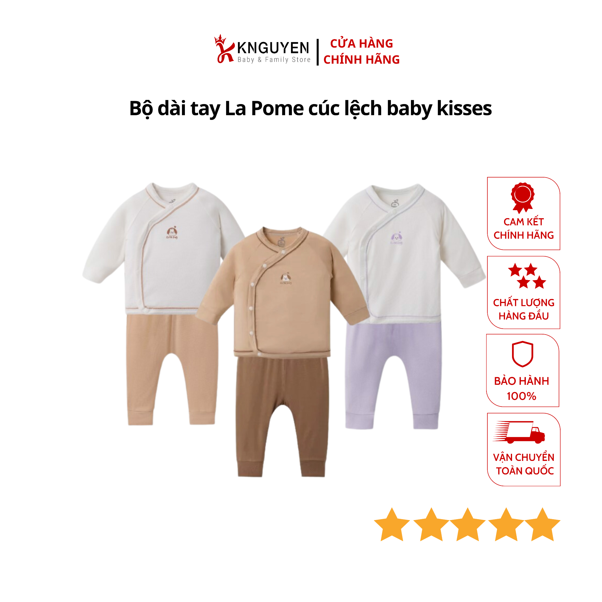  Bộ dài tay La Pome cúc lệch baby kisses 
