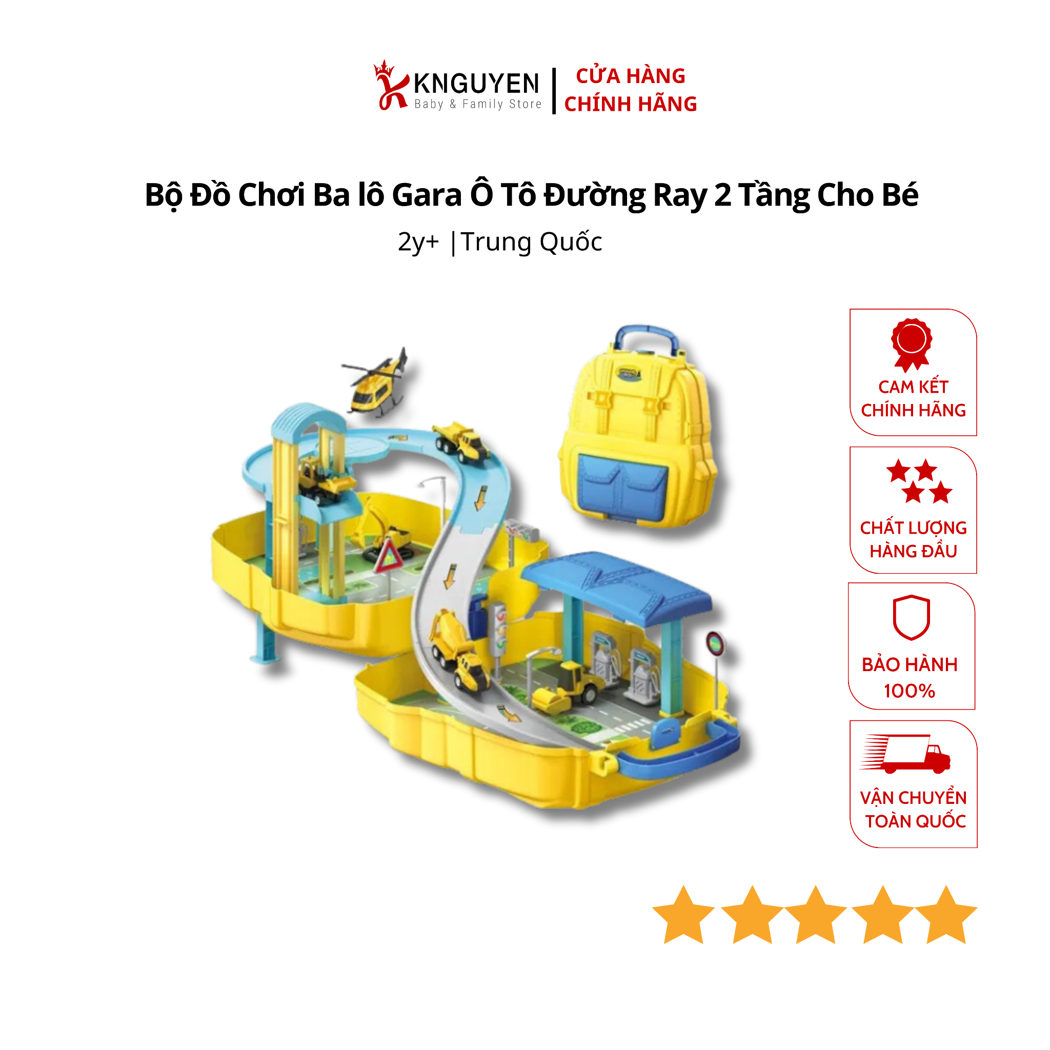  Bộ Đồ Chơi Ba lô Gara Ô Tô Đường Ray 2 Tầng Cho Bé 