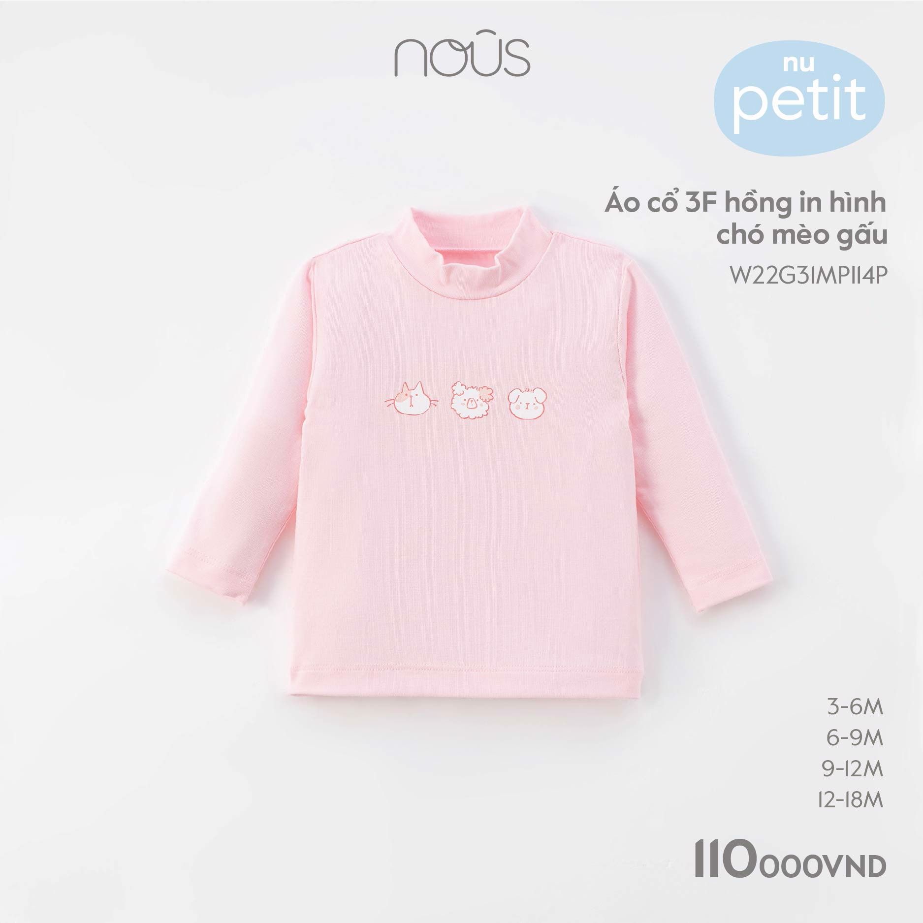  Áo cổ 3cm in hình chó mèo gấu - Nous 