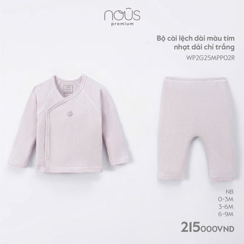  Bộ cài lệch dài màu tím nhạt dải chỉ trắng - Nous 