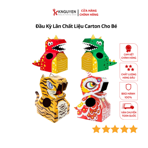  Đầu Kỳ Lân Chất Liệu Carton Hình Nghộ Nghĩnh Cho Bé 