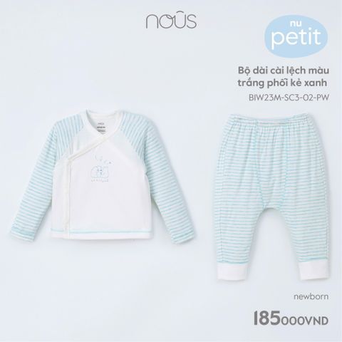  Bộ dài cài lệch màu trắng phối kẻ - Nous 