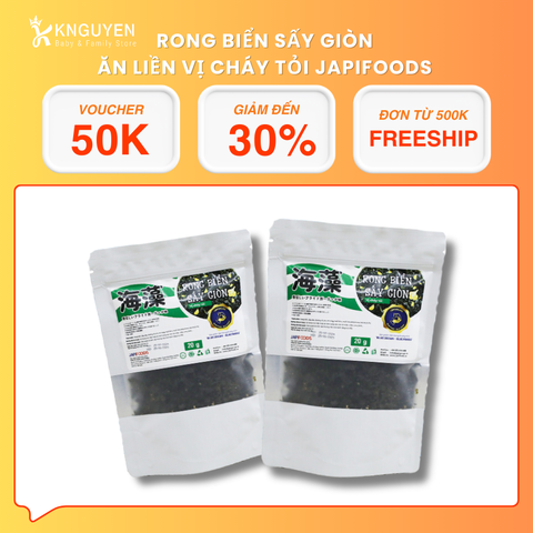  Rong biển sấy giòn ăn liền vị cháy tỏi JapiFoods (20g) 
