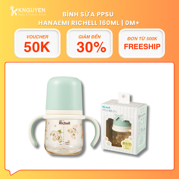  Bình sữa PPSU Hanaemi 160ml (Từ 0 tháng tuổi) - Richell 
