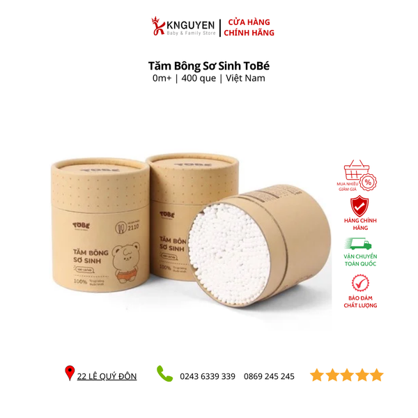  Tăm Bông Sơ Sinh ToBé (400 que/1 hộp) 