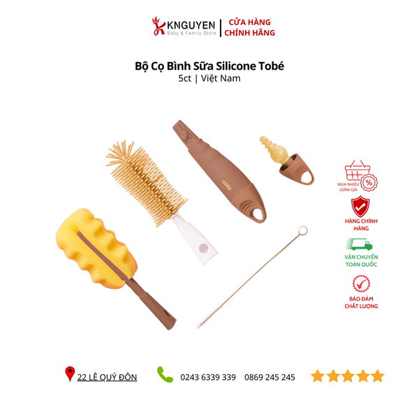  Bộ Cọ Bình Sữa Silicone 5 chi tiết Tobé 