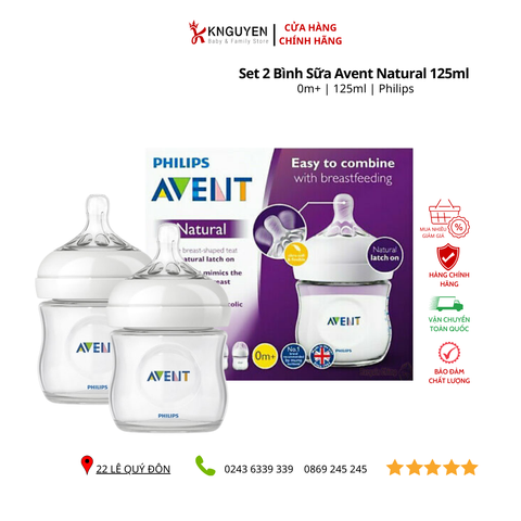  Set 2 Bình sữa Avent Natural 125ml 