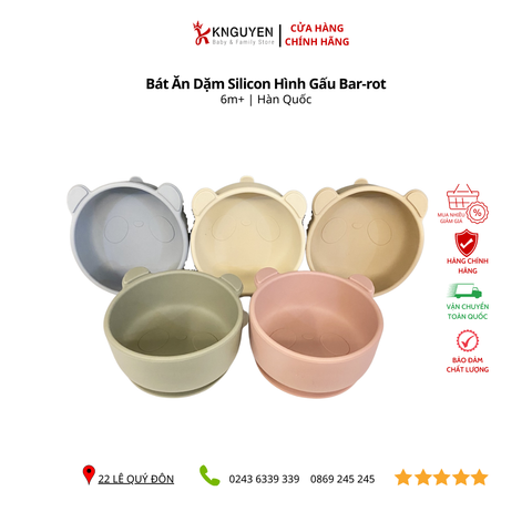  Bát Ăn Dặm Silicon Hình Gấu Bar-rot 