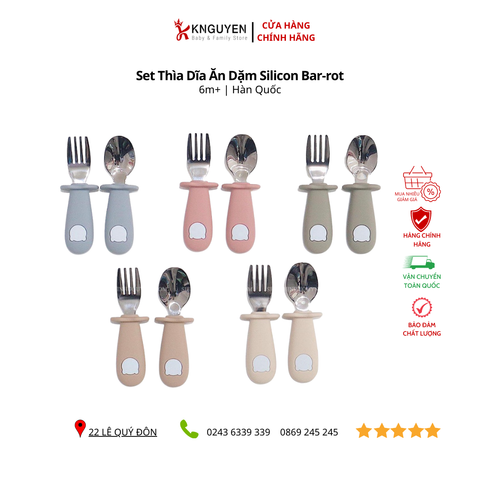  Set Thìa Dĩa Ăn Dặm Silicon Bar-rot 