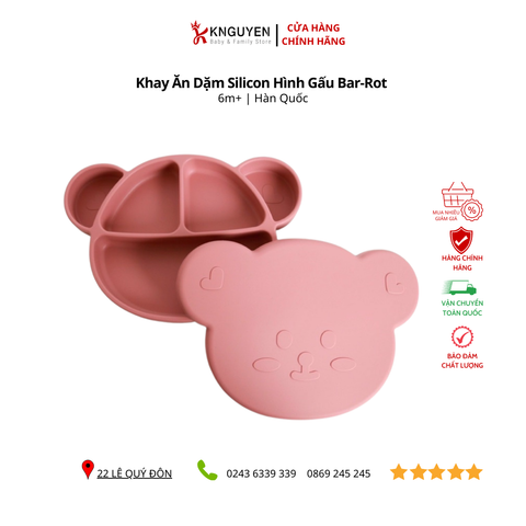  Khay Ăn Dặm Silicon Hình Gấu Bar-Rot có nắp 