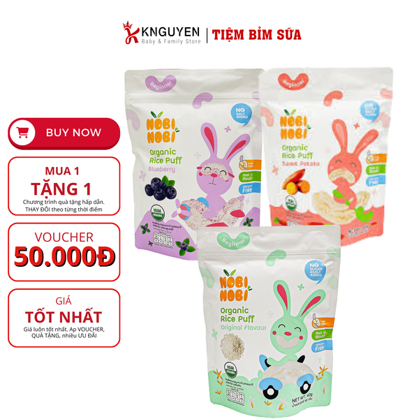  Thực phẩm bổ sung bánh gạo ăn dặm hữu cơ cho bé Nobi (40g) 