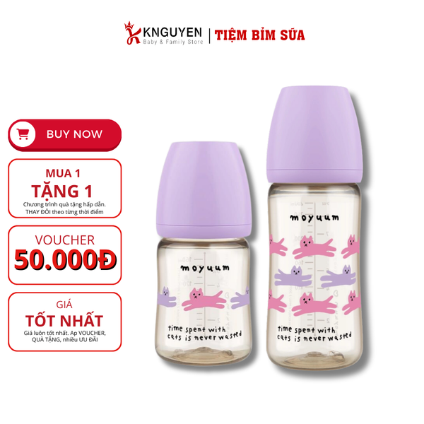  Bình Sữa Moyuum Premium PPSU All In One Bottle With Cat (Kèm Núm) 