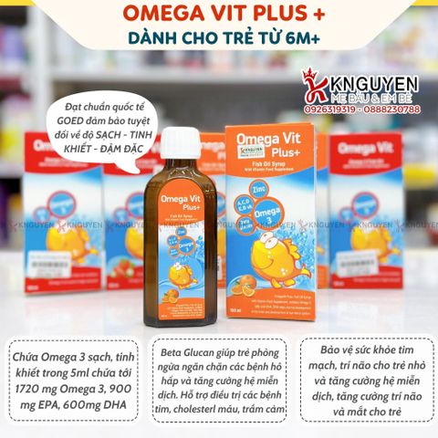  Dầu cá Siro Omega Vit Plus+ tăng cường đề kháng, tốt cho não bộ và mắt chai 100ml 