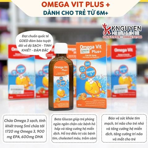  Siro dầu cá Omega Vit bổ sung khoáng chất, tăng khả năng chống oxy hoá chai 100ml 