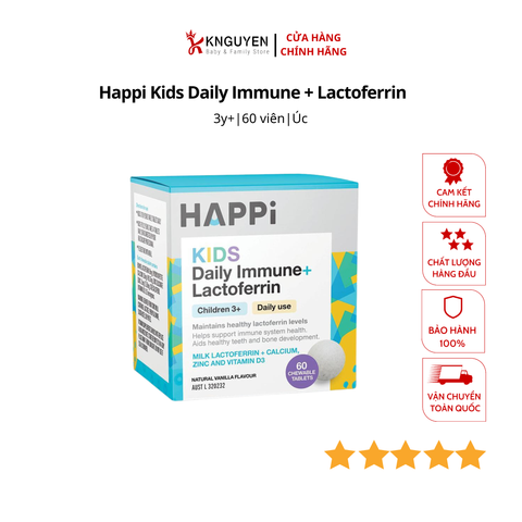  Thực Phẩm Bổ Sung Happi Kids Daily Immune + Lactoferrin (60 Viên) 