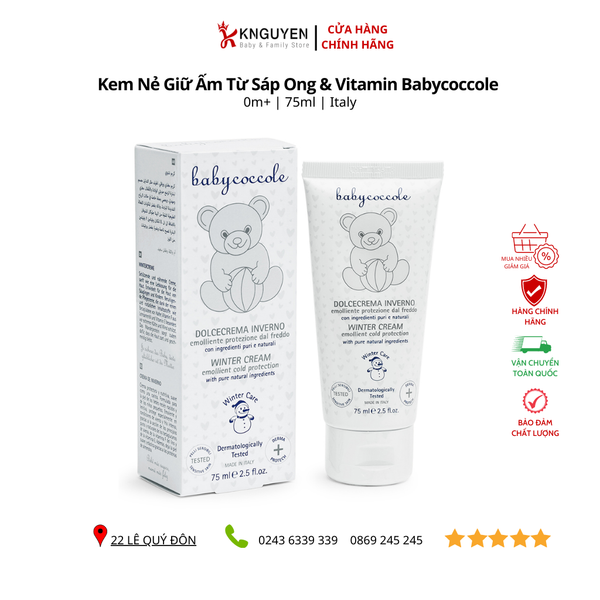  Kem nẻ giữ ấm từ sáp ong và vitamin Babycoccole 75ml (0M+) 
