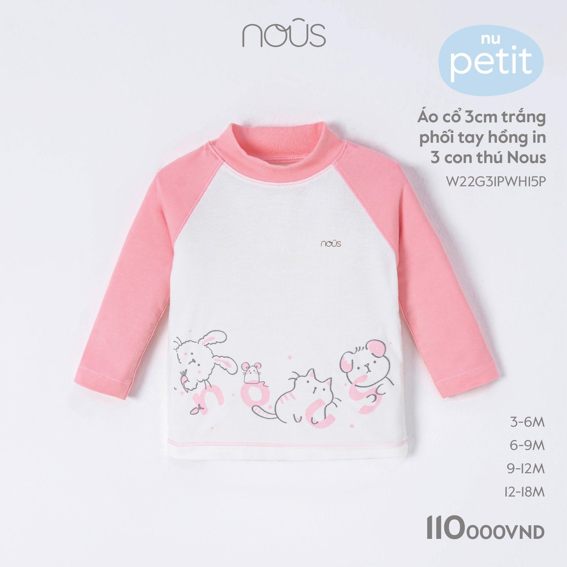  Áo Cổ 3cm phối màu in hình -Nous 