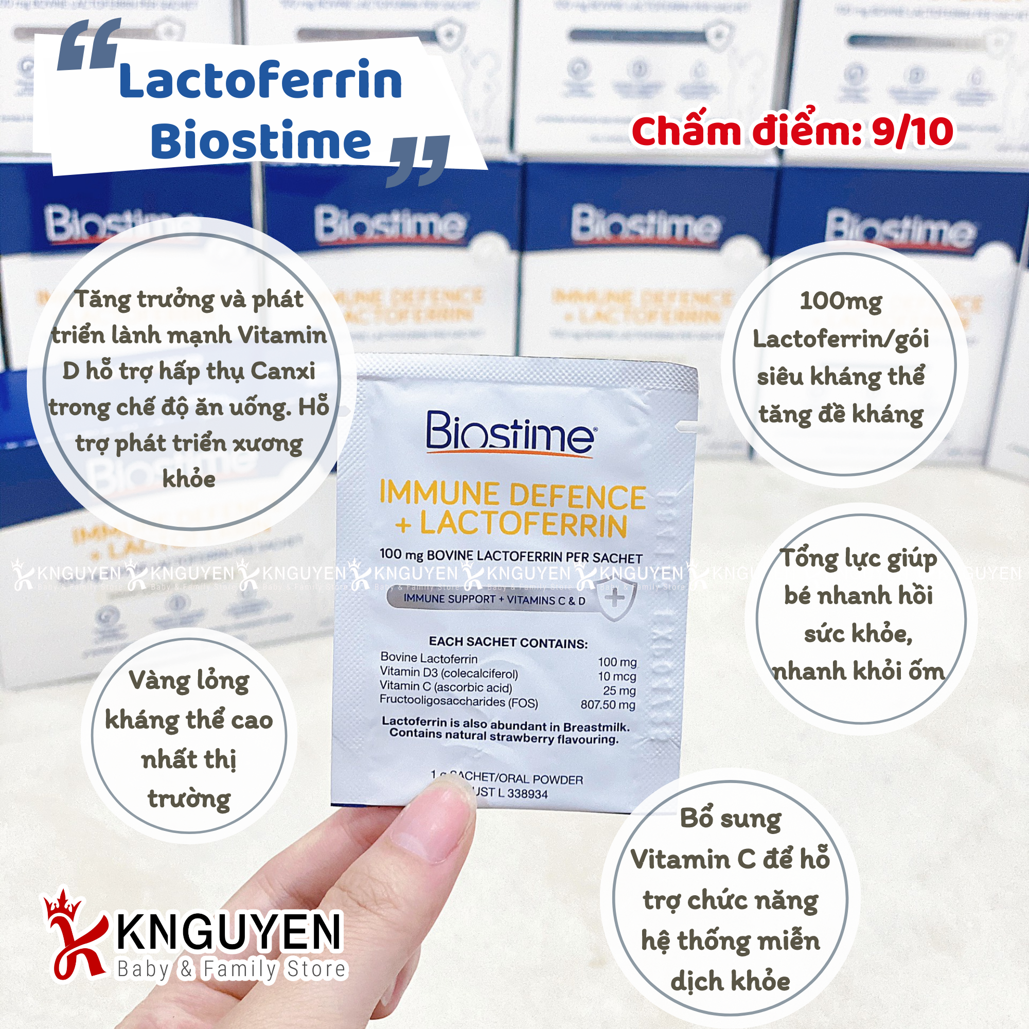  Biostime Immune Defence + Lactoferrin - Hỗ Trợ Tăng Sức Đề Kháng 