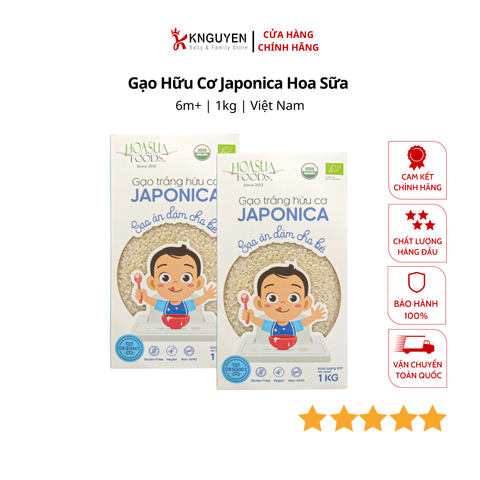 Gạo trắng hữu cơ Japonica Hoa Sữa 1kg (Gạo ăn dặm cho bé) 