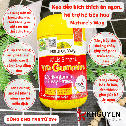 Kẹo biếng ăn Smart Vita Gummies Fussy Easter Nature's way 60v (Hàng công ty) 