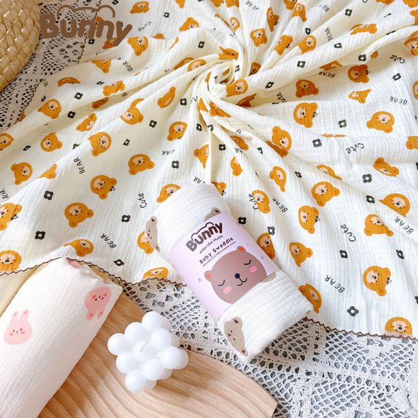  Khăn Tắm Xô Bunny Baby Swaddle chất liệu Muslin (100x100cm) -100% organic cotton 