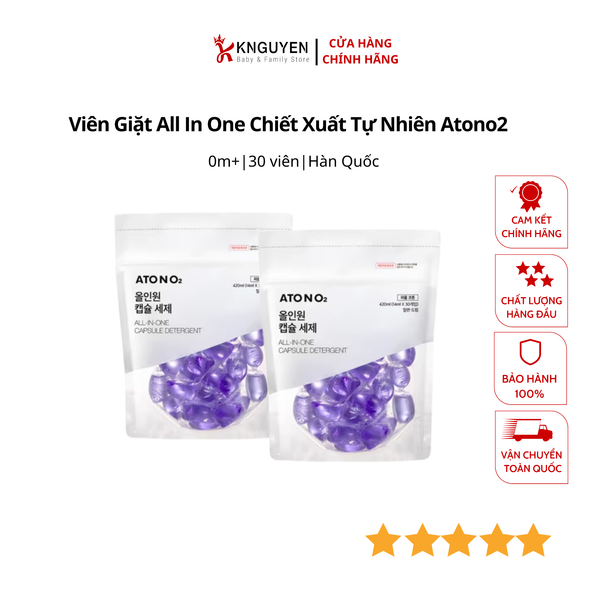  Viên Giặt All In One Chiết Xuất Tự Nhiên Atono2 Cho Bé - 30 viên 