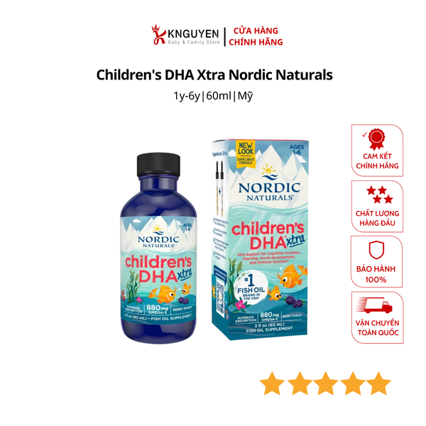  DHA Dạng Giọt Children's DHA Xtra Nordic Naturals Mỹ, 60ML (1-6Y) 