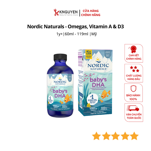  DHA Cho Bé Nordic Naturals - Omegas, Vitamin A & D3 