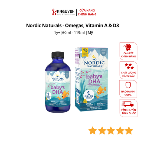  DHA Cho Bé Nordic Naturals - Omegas, Vitamin A & D3 