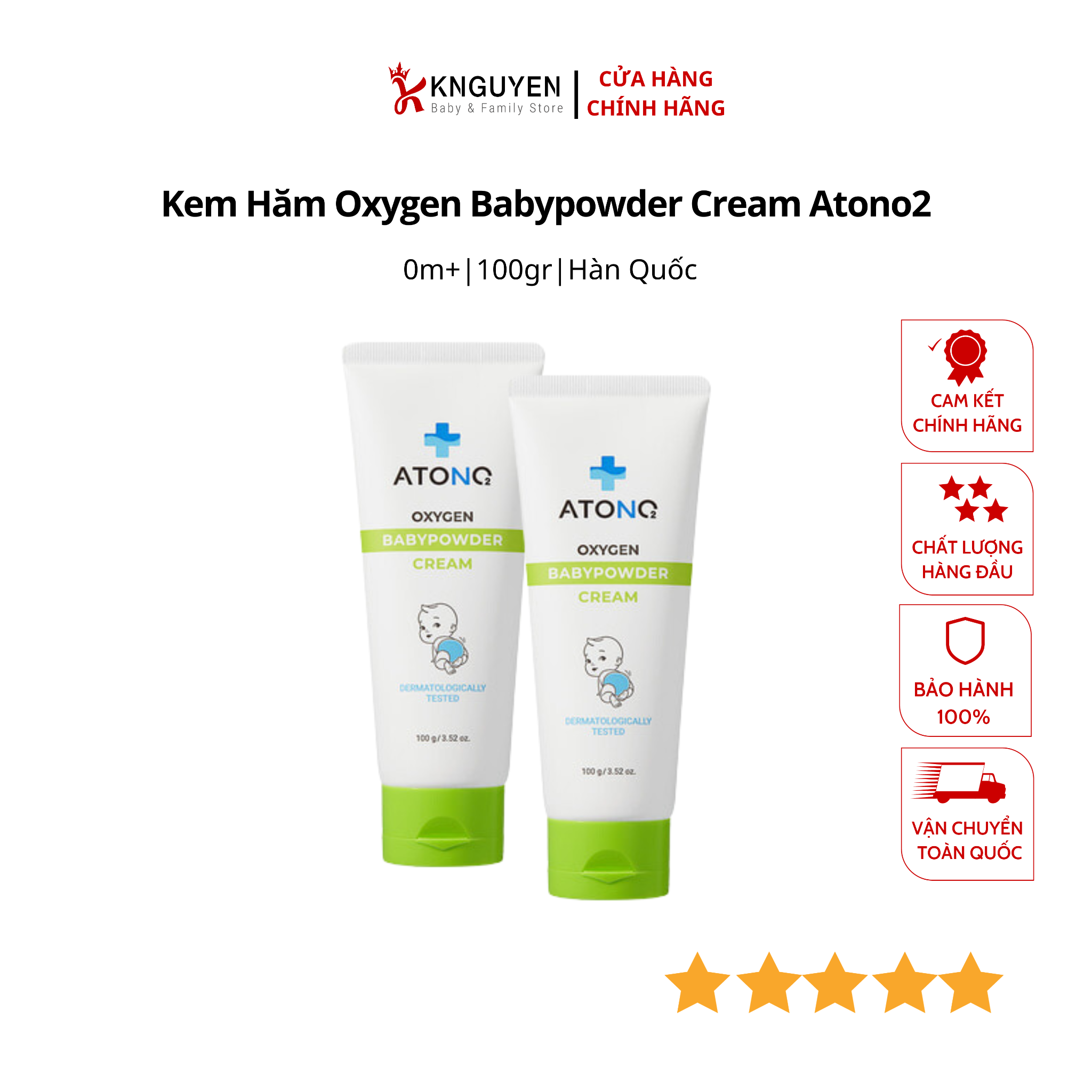  Kem Hăm Oxygen Babypowder Cream Atono2 Cho Bé (0m+) - 100gr 