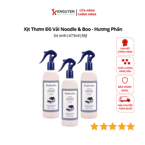  Xịt Thơm Đồ Vải. Quần Áo Noodle & Boo 473ml - Hương Phấn 