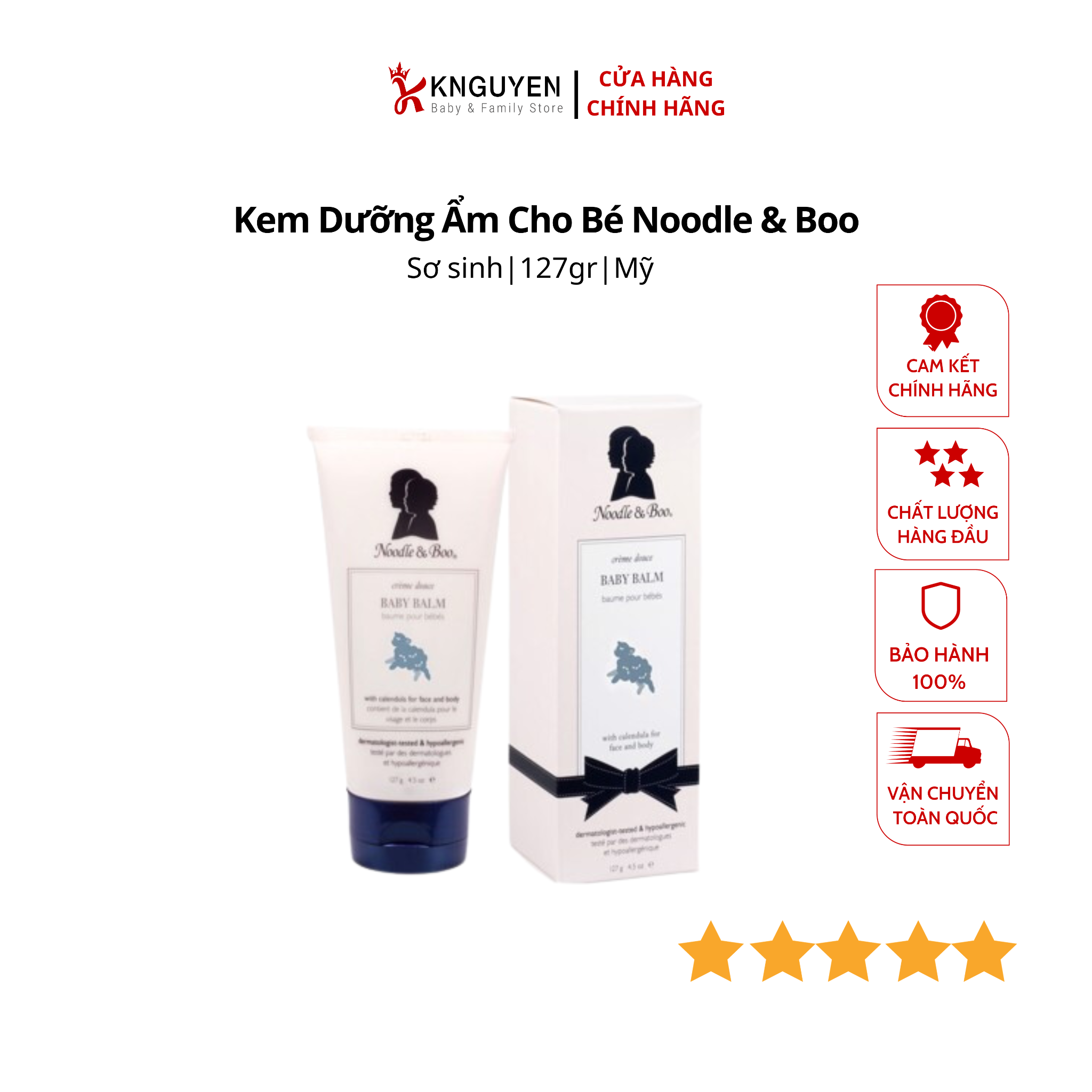  KEM DƯỠNG ẨM BABY BALM CHO BÉ TỪ SƠ SINH NOODLE & BOO (127g) 