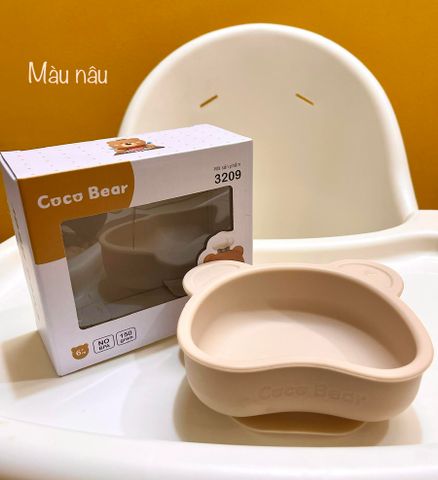  Bát  Ăn Dặm Silicon Coco Bear Hình Gấu Cong Có Đế Hít Chống Đổ 