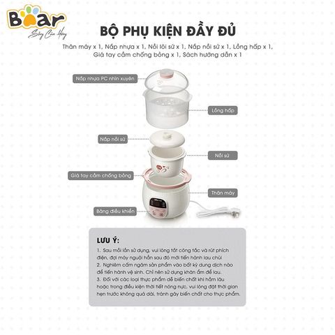  Nồi nấu chậm Bear 0,8L SUBE001 