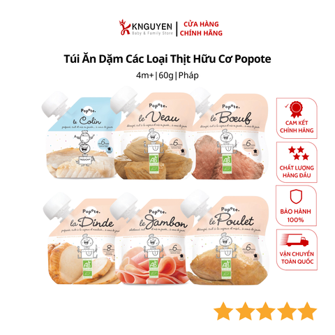  Túi ăn dặm Popote vị thịt các loại (60g) 4-6m 