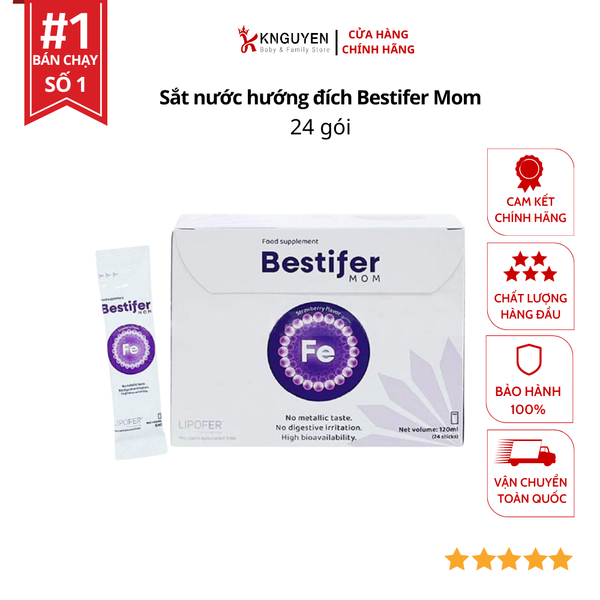  Sắt nước hướng đích Bestifer Mom cho mẹ bầu và sau sinh, hộp 24 gói 