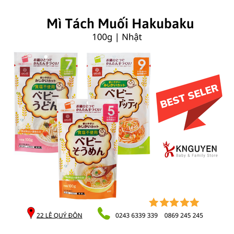  Mì Ăn Dặm Tách Muối Hakubaku 100g Nhật 