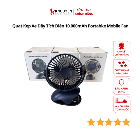  Quạt Kẹp Xe Đẩy Tích Điện 10.000mAh Portabke Mobile Fan 
