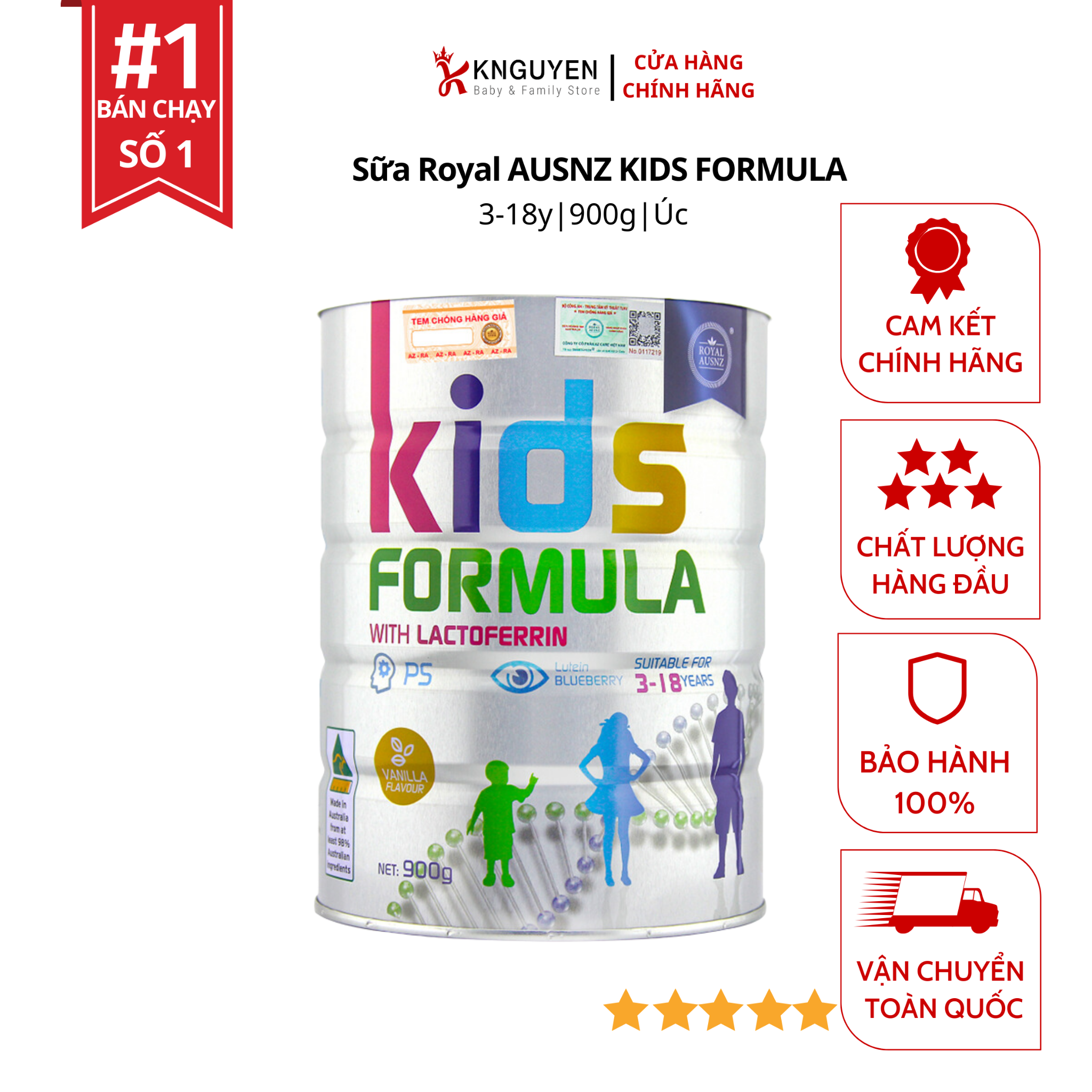  Sữa Royal AUSNZ KIDS FORMULA (3-18 tuổi) Úc 900g 