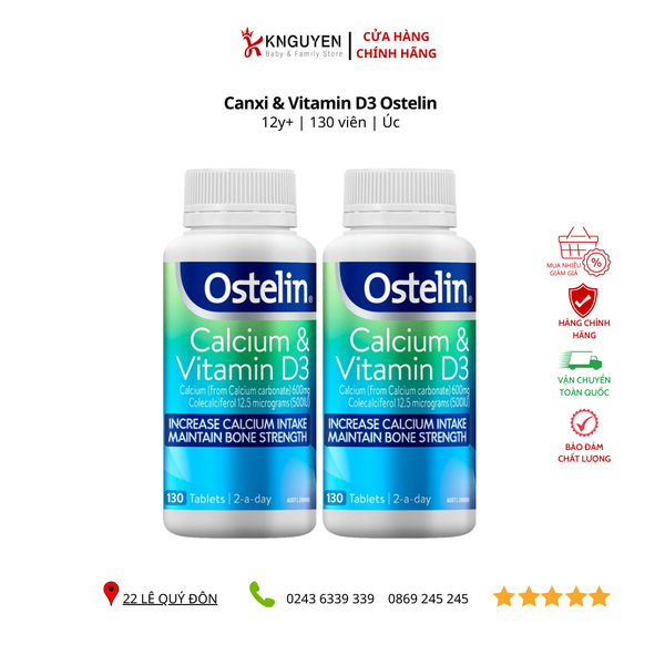  Calcium & Vitamin D3 - Ostelin 130 viên 