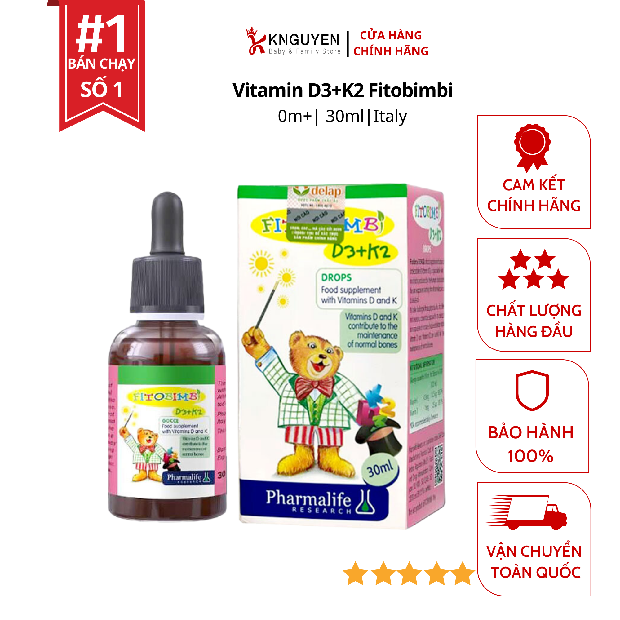 FITOBIMBI D3K2 Bổ sung D3 + K2 (0m+) 30ml knguyenstore