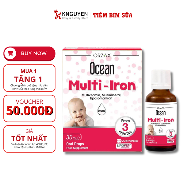  Vitamin tổng hợp kèm sắt Ocean Multi Iron 3M+ 