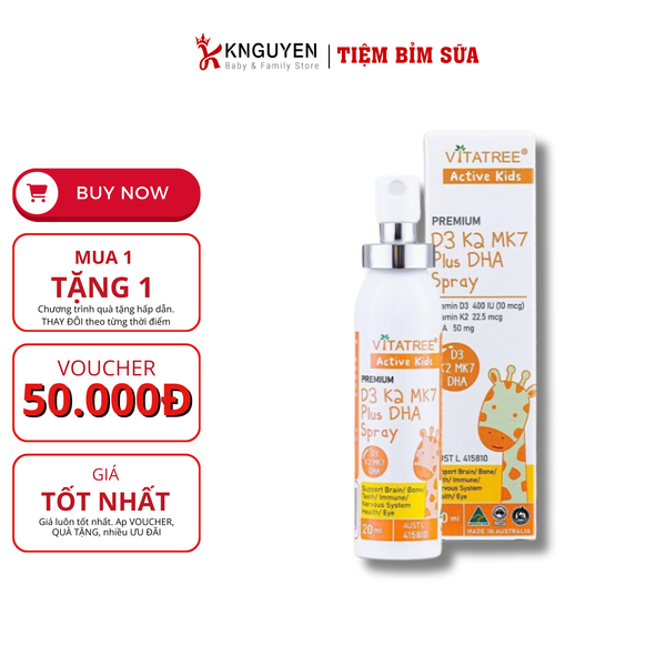 Xịt Vitatree D3 K2 MK7 Plus DHA Spray ( 20ml ) 