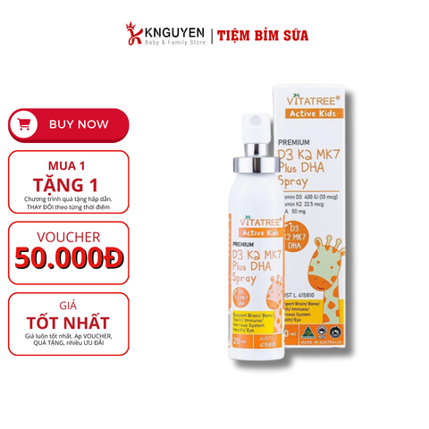  Xịt Vitatree D3 K2 MK7 Plus DHA Spray ( 20ml ) 