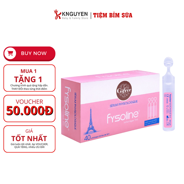  Nước muối sinh lý Pháp Fysoline Màu Hồng 