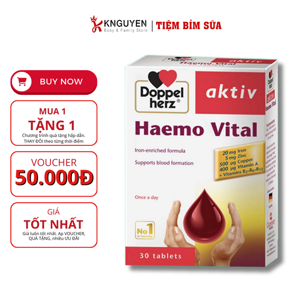  Doppelherz Haemo Vital (Hộp 2 vỉ x 15 viên)- Viên Uống Bổ Sung Sắt Và Các Vitamin 
