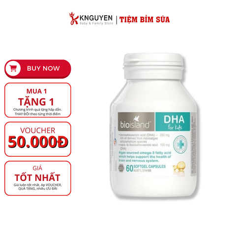  DHA cho bé - Bio island 60 viên 