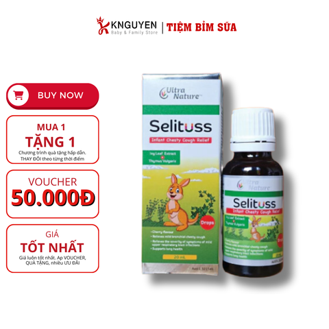  Trị ho, tiêu đờm chiết xuất lá thường xuân (dạng giọt) Selituss - Úc - chai 20ml 